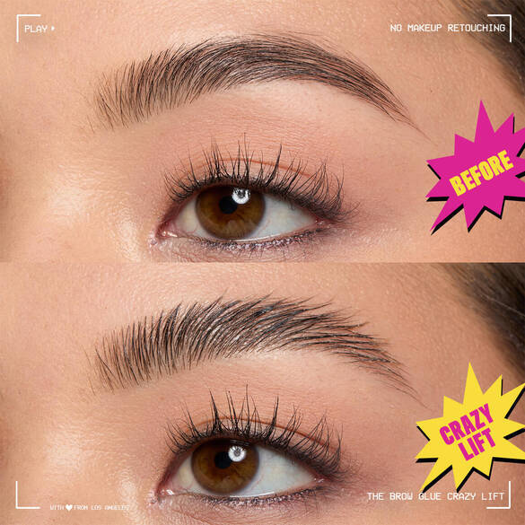 The Brow Glue Crazy Lift Lamination Gel Before & After Applying On Eyebrows