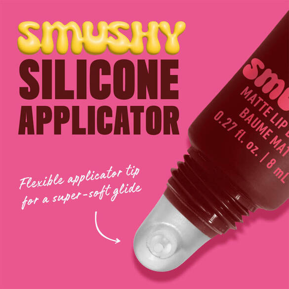 Silicon applicator of Smushy Matte Lip Balm for super-soft glide