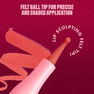 Macro of the Lip Lingerie Lip Liner Stain highlighting the felt ball tip for precise and shaded application in shade 09 Send Nudes