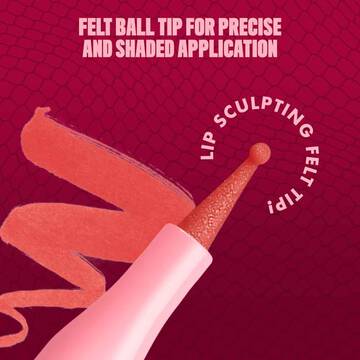 Macro of the Lip Lingerie Lip Liner Stain highlighting the felt ball tip for precise and shaded application in shade 09 Send Nudes