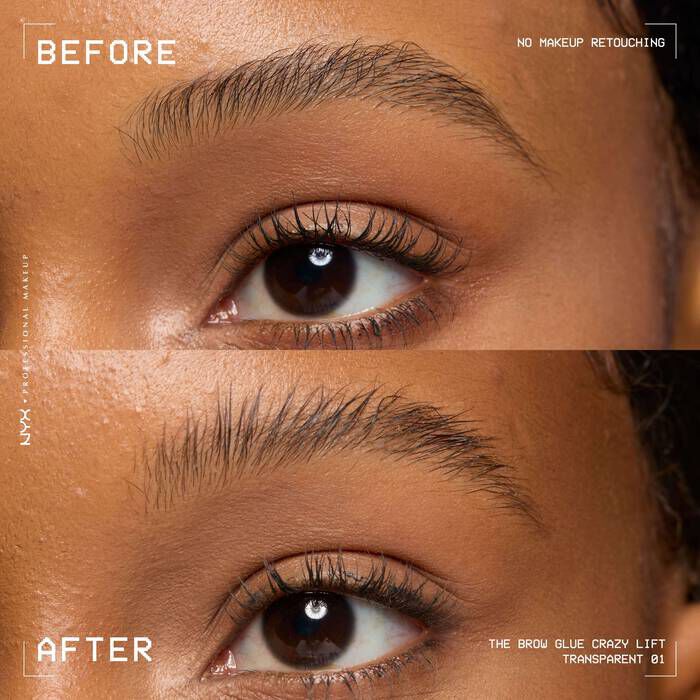 The Brow Glue Crazy Lift Laminating Gel Before & After Application