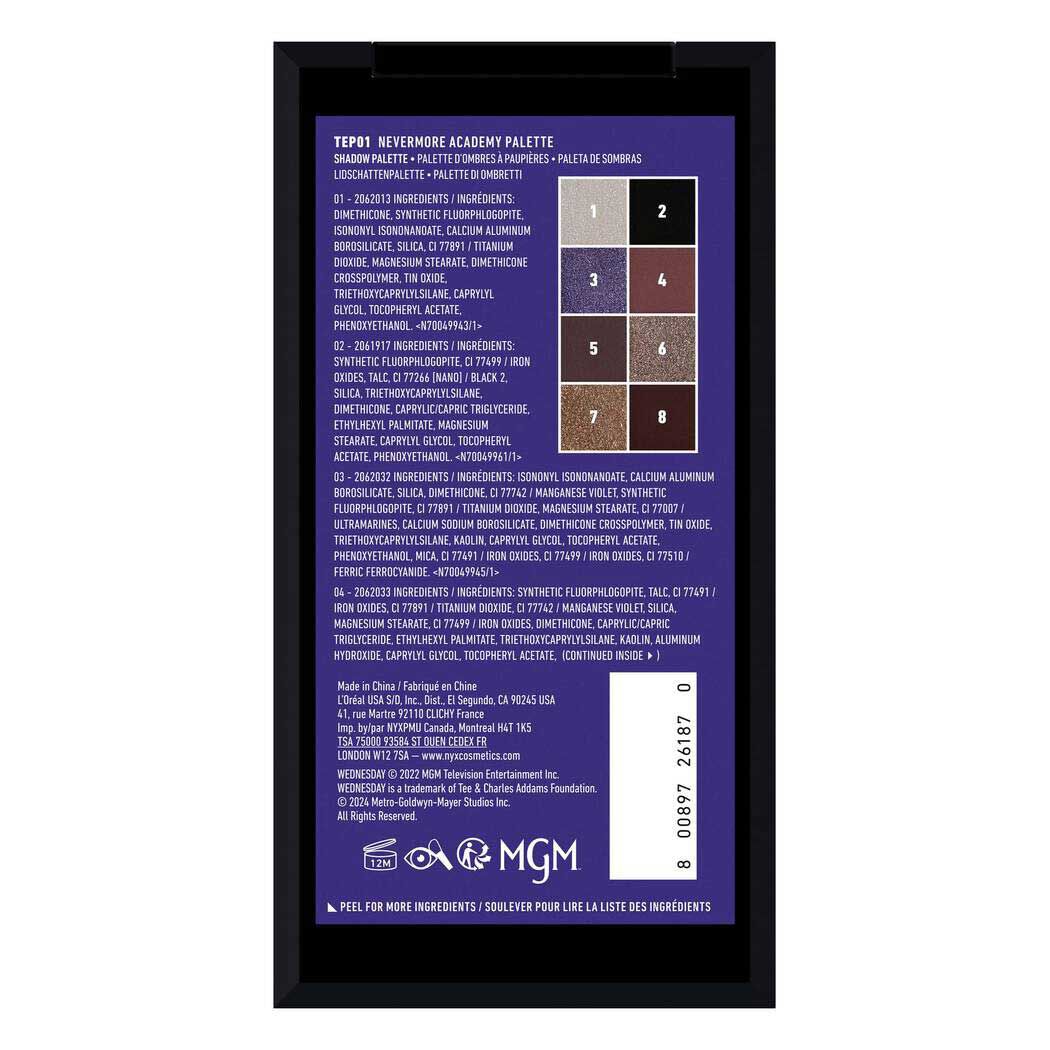 The Nevermore Academy Palette tutorial back of product