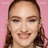 Beauty visual featuring model with before and after using Wonder Snatch Setting Powder in shade  01 Sugar Serve