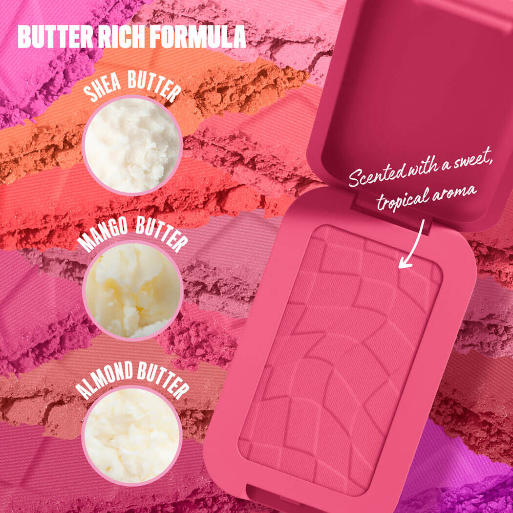NYX Buttermelt Blush formulated with shea, mango and almond butter for smooth application