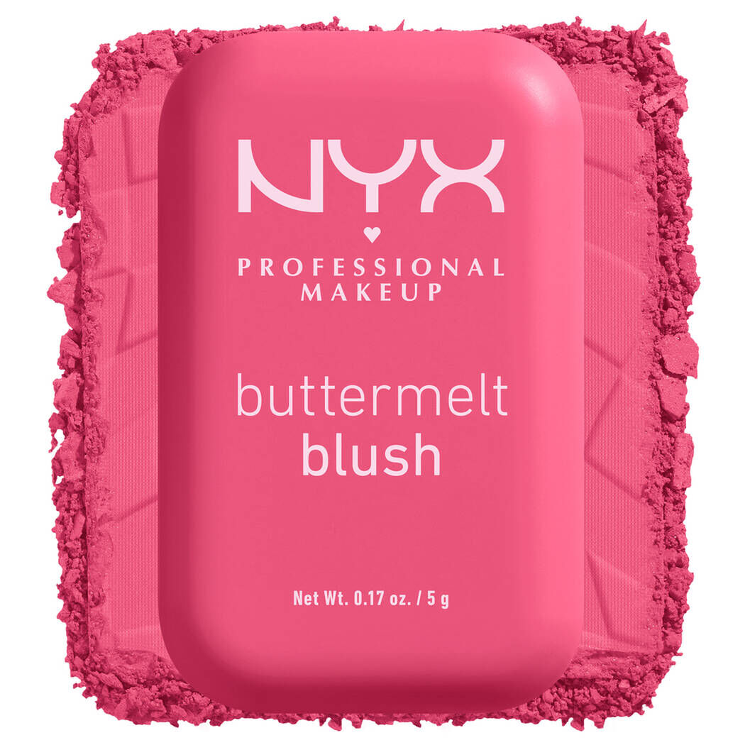NYX Buttermelt Powder Blush in Getting Butta, a cool pink blush shade