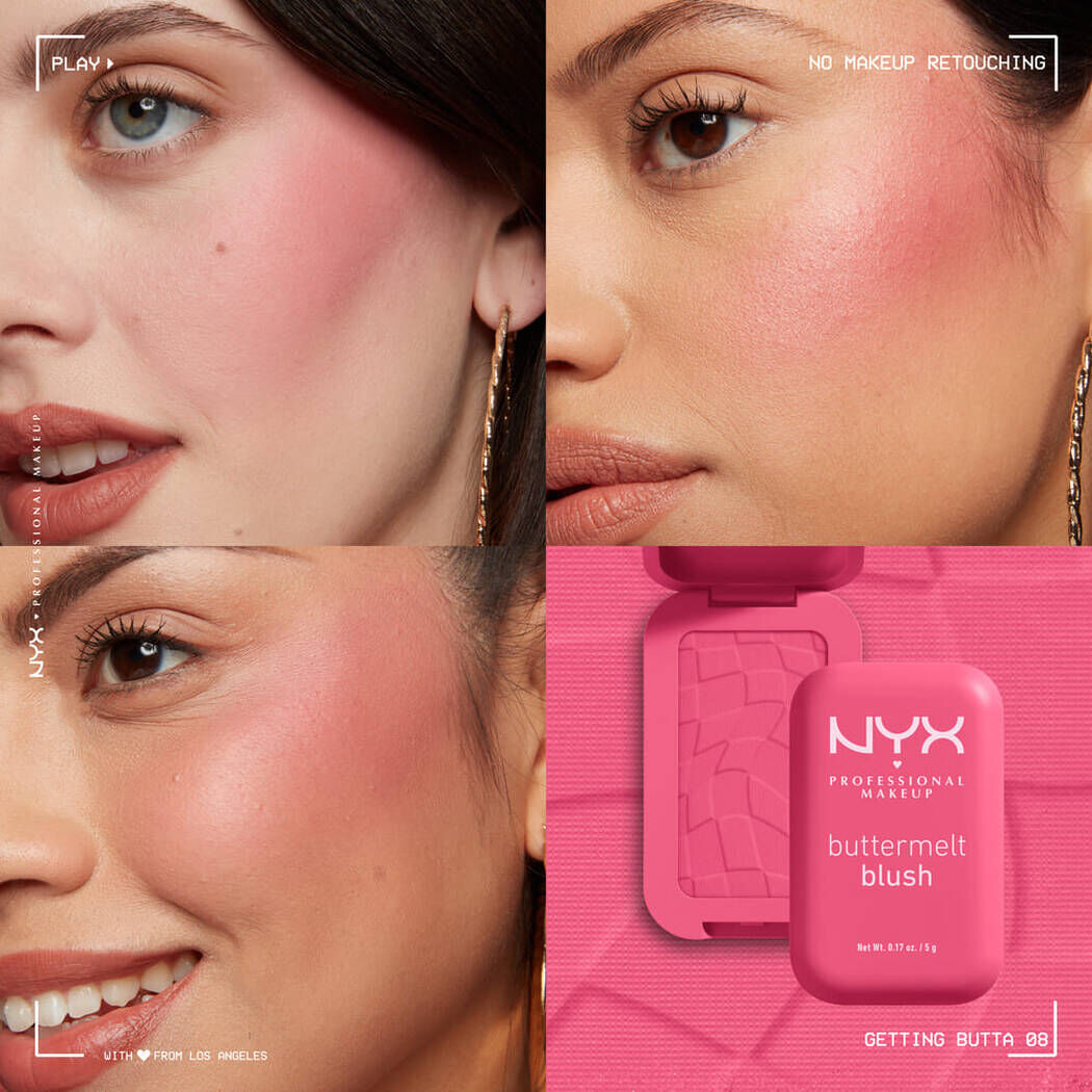 Buttermelt Blush in Getting Butta 09 applied on fair, light and medium skin tones
