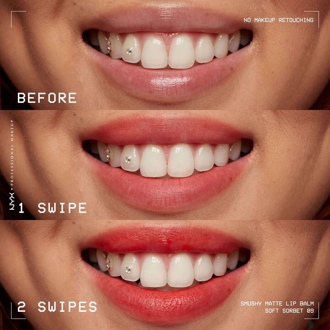 Buildable matte lip balm colour with one swipe vs two swipes on lips