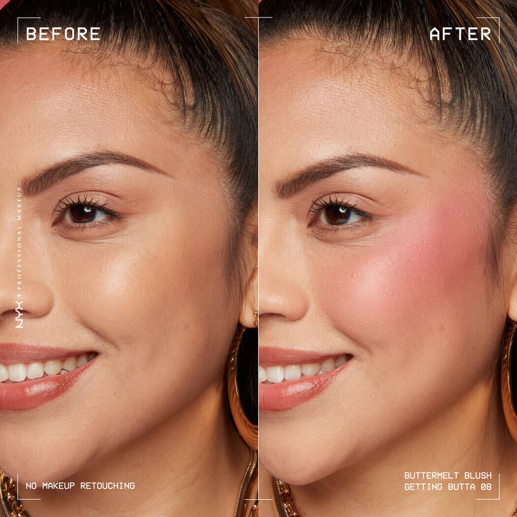 Buttermelt Blush in Getting Butta 08 applied on medium skin tone